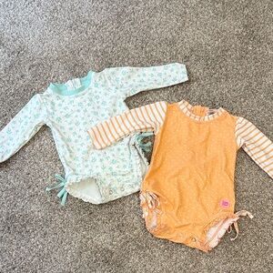 Set of 2!!! Ruffle Butts Orange and Mint Kids Swim One Piece Size 6-12 month
